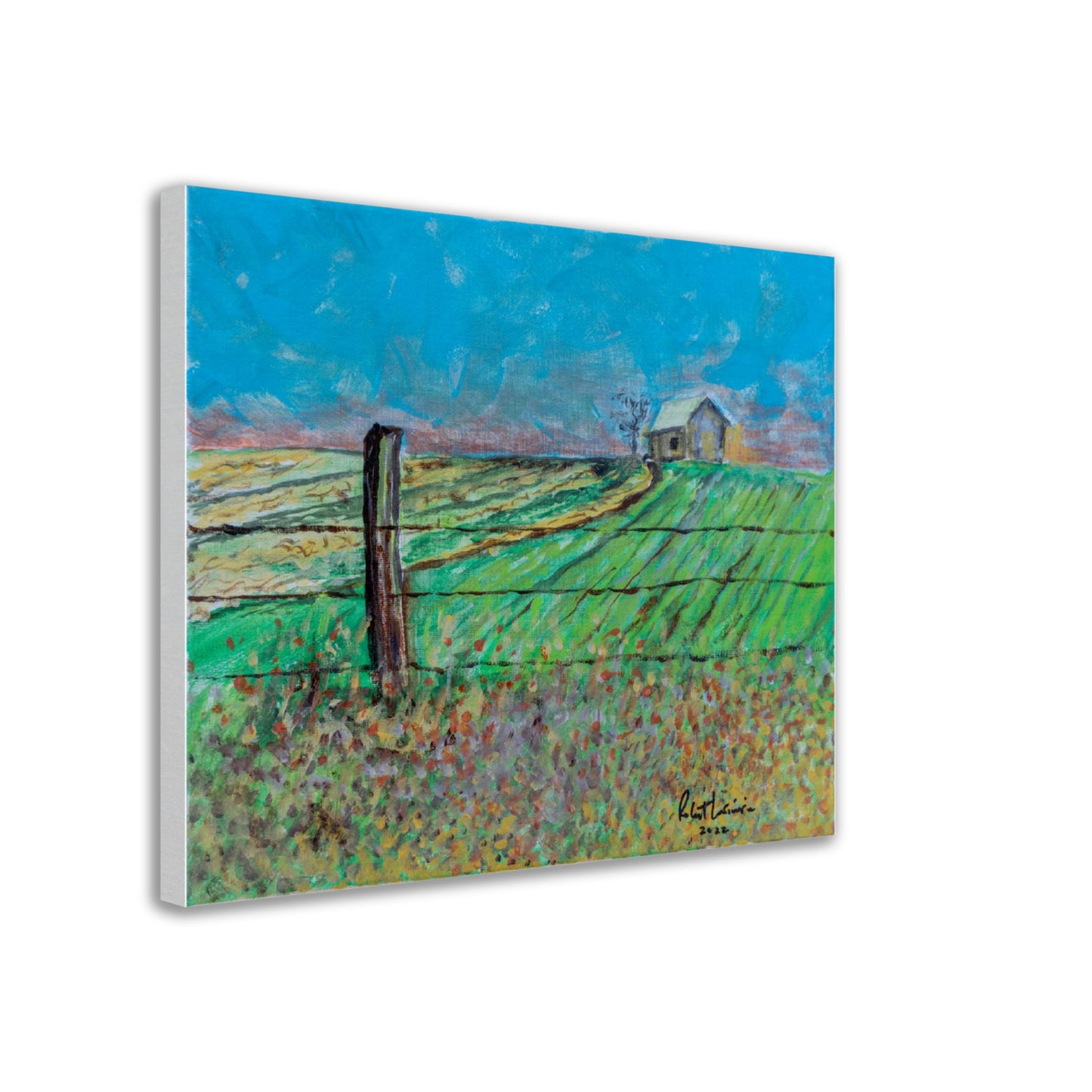 Lonely Shed & Barb Wire Fence - Canvas
