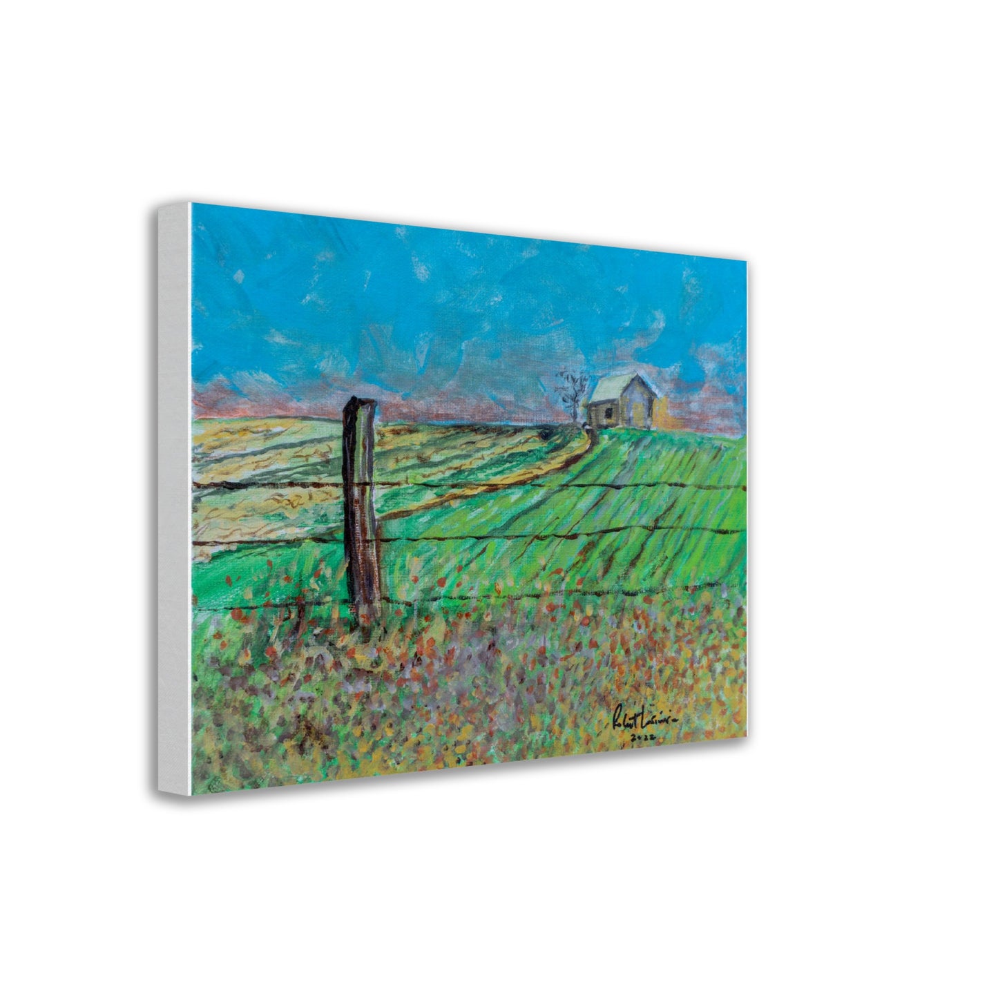 Lonely Shed & Barb Wire Fence - Canvas