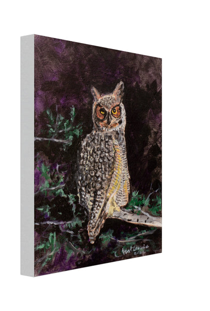 Owl And Purple Sky - Canvas