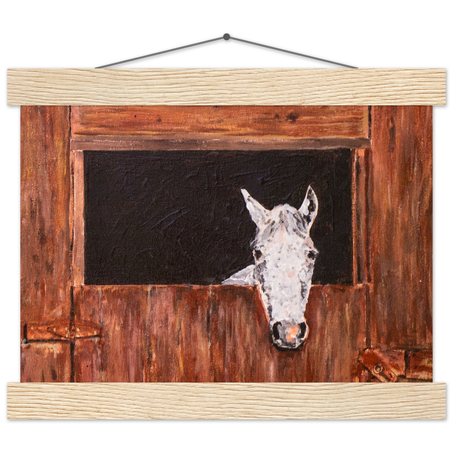 White Horse In Stall - Premium Poster
