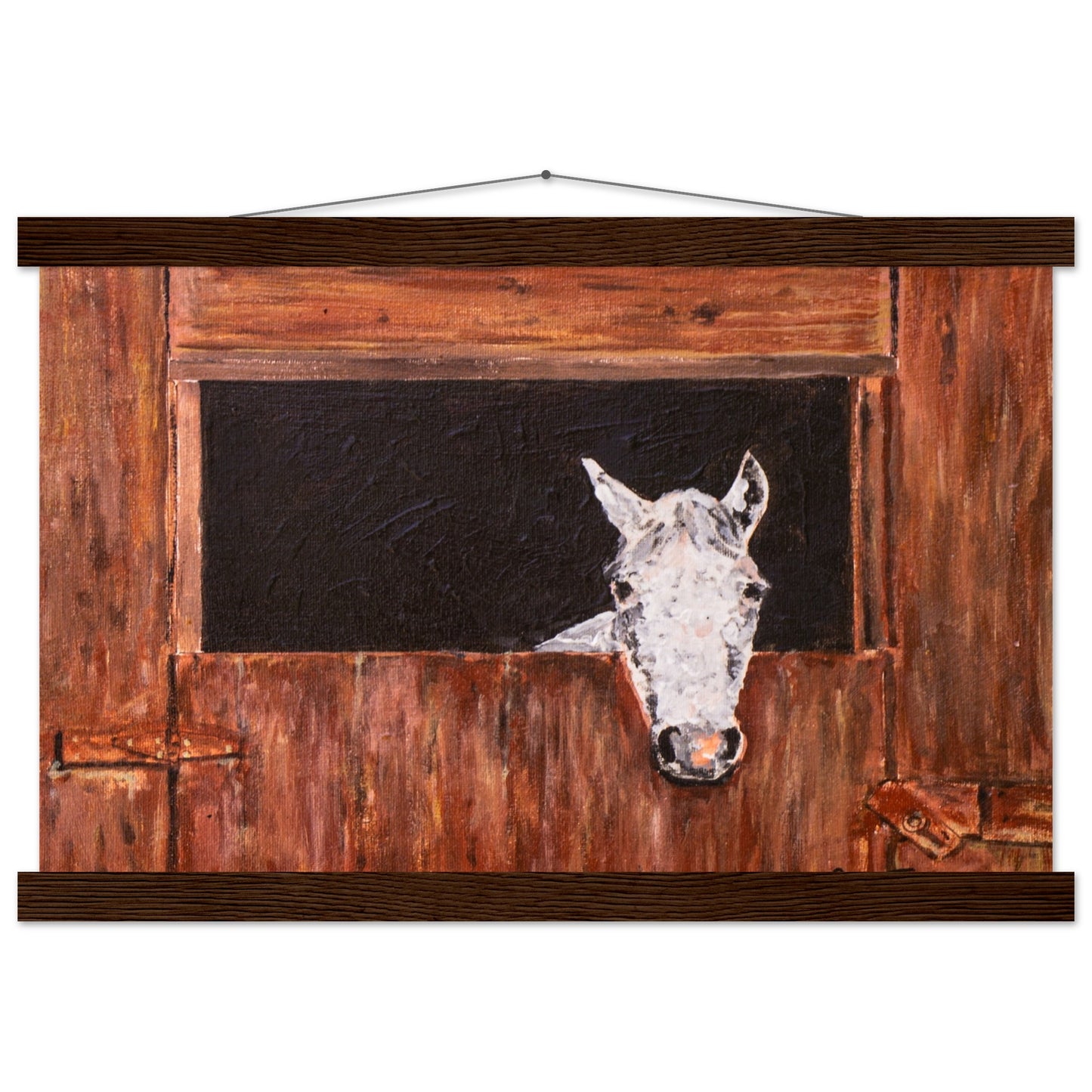 White Horse In Stall - Premium Poster