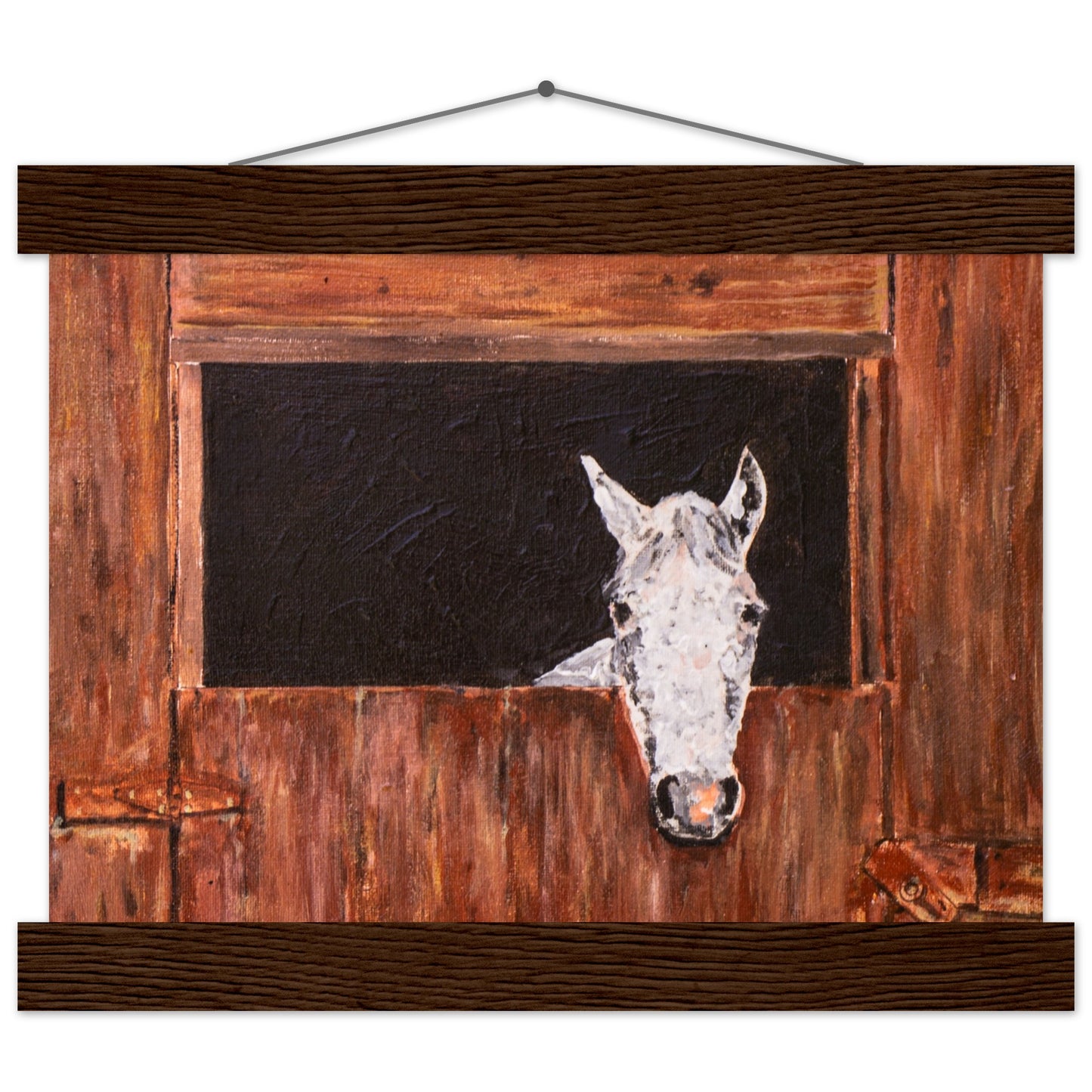 White Horse In Stall - Premium Poster