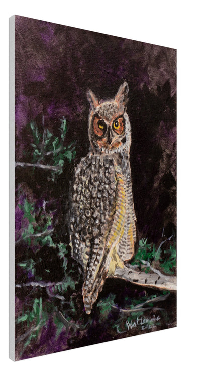 Owl And Purple Sky - Canvas