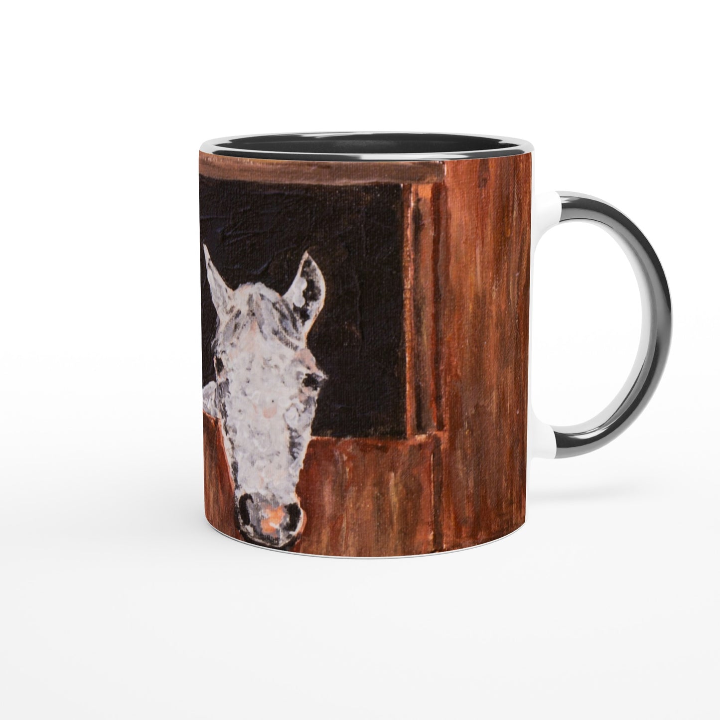 White Horse In Stall - Mugs