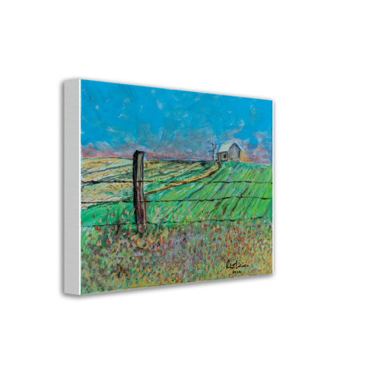 Lonely Shed & Barb Wire Fence - Canvas